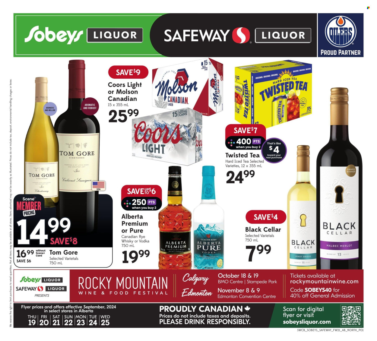 Circulaire Sobeys Liquor - 19 Septembre 2024 - 25 Septembre 2024. Page 1