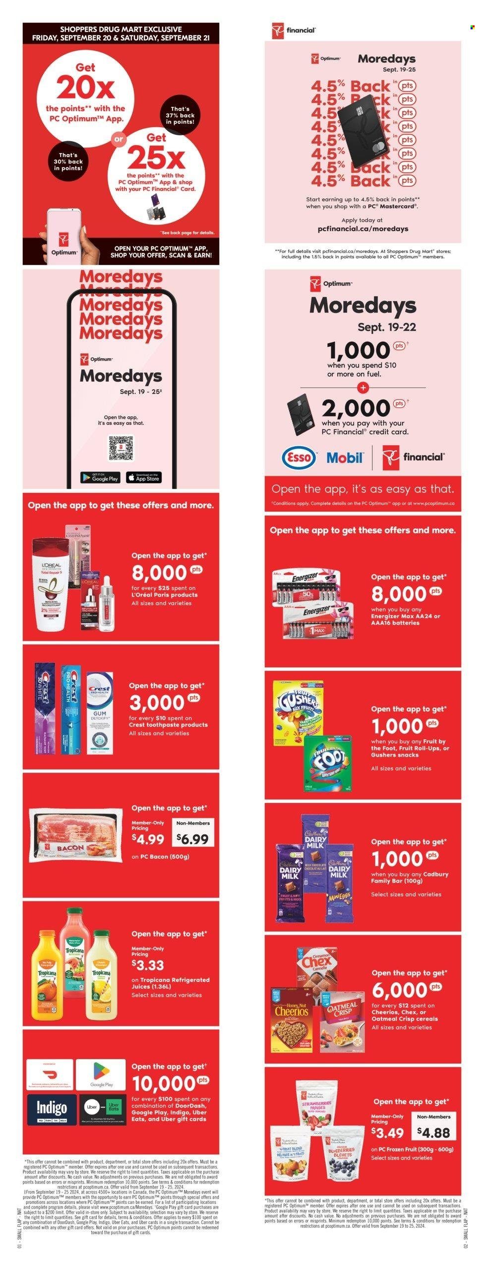 Circulaire Shoppers Drug Mart - 21 Septembre 2024 - 26 Septembre 2024. Page 1