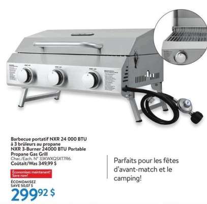 NXR 3-Burner 24000 BTU Portable Propane Gas Grill - Each.
#33KWXQSXT7R6