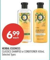 HERBAL ESSENCES CLASSICS SHAMPOO or CONDITIONER 400mL - Selected Types