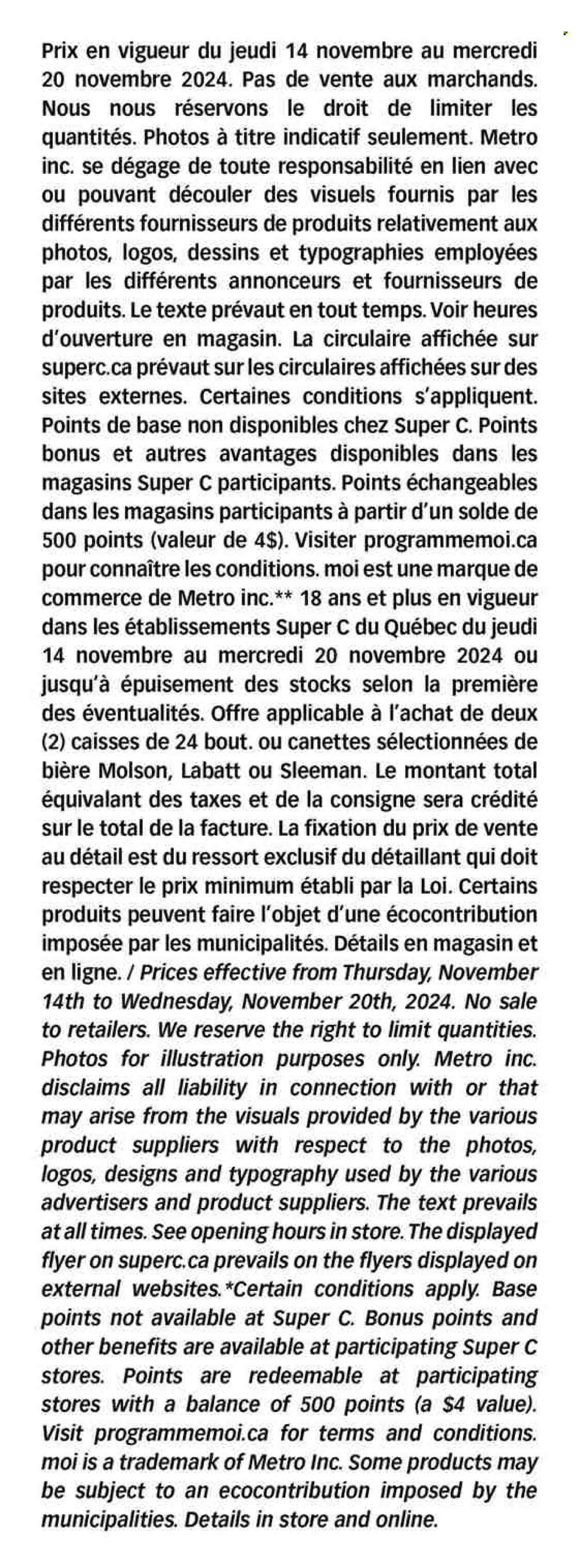 Circulaire Super C - 14 Novembre 2024 - 20 Novembre 2024. Page 1