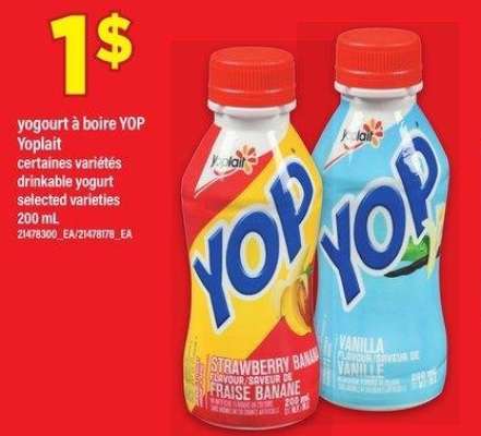 YOGOURT À BOIRE YOP YOPLAIT | drinkable yogurt, 200 ML - certaines variétés

selected varieties