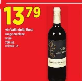 VIN VALLE DELLA ROSA ROUGE OU BLANC, 750 ML - wine