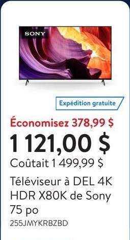 Sony 75 X80K 4K HDR LED TV - Sold by Marketplace seller & Fulfilled by Walmart