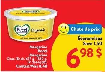 BECEL MARGARINE - Each.
637 g - 850 g.
31442381.