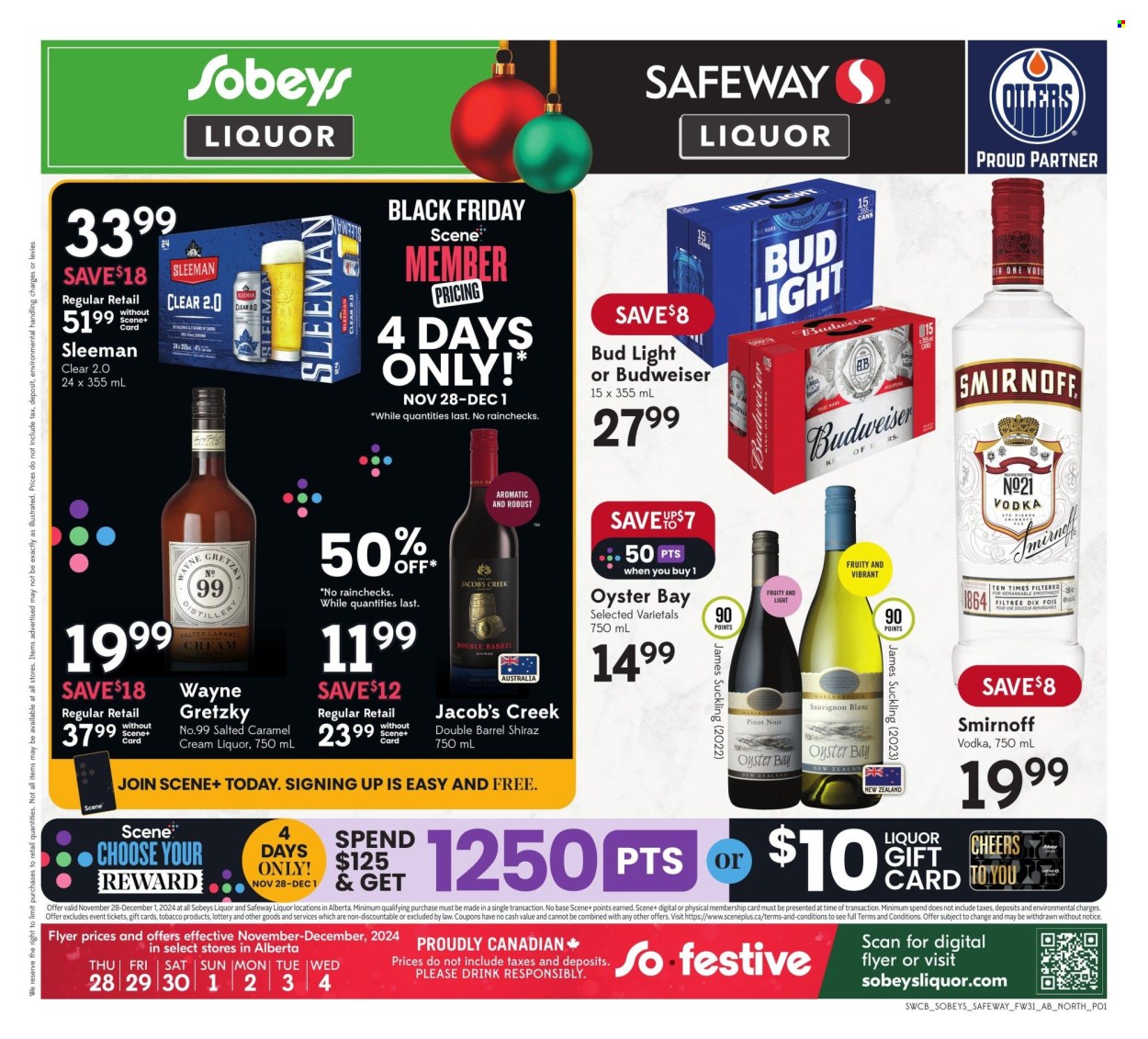 Circulaire Sobeys Liquor - 28 Novembre 2024 - 04 Décembre 2024. Page 1