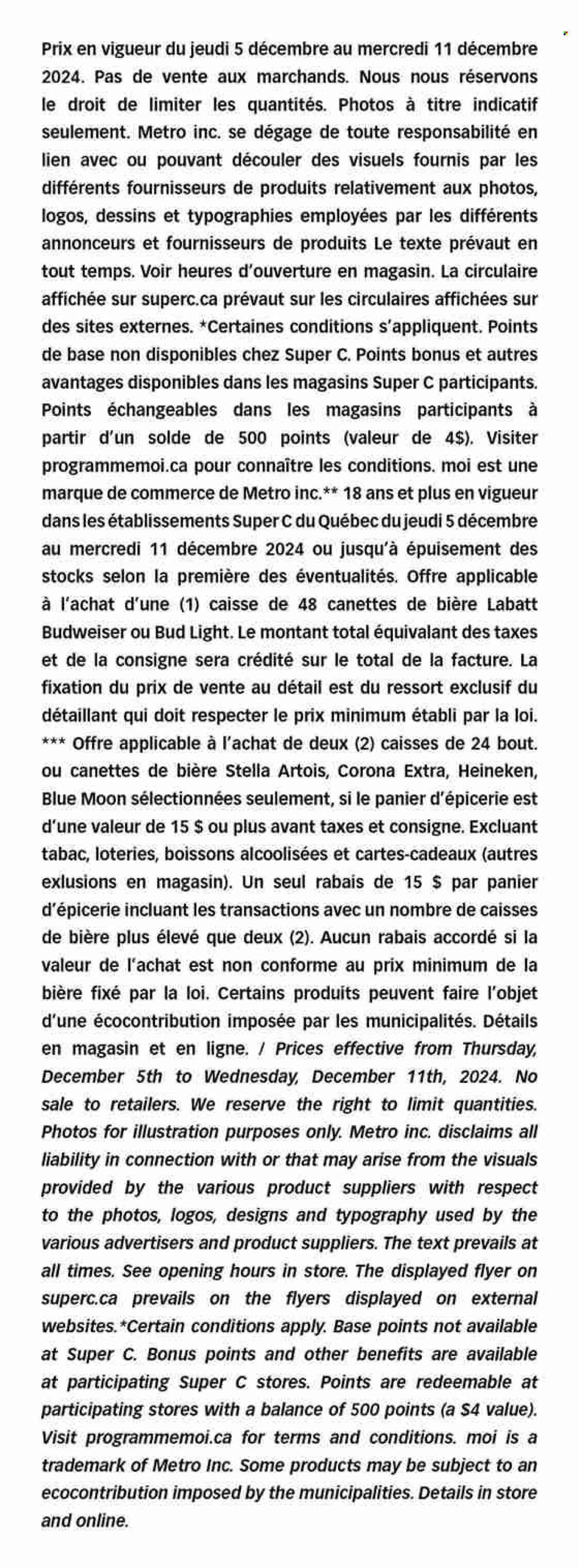 Circulaire Super C - 05 Décembre 2024 - 11 Décembre 2024. Page 1