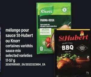 MÉLANGE POUR SAUCE ST-HUBERT OU KNORR | SAUCE MIX, 17-57 g - certaines variétés

selected varieties