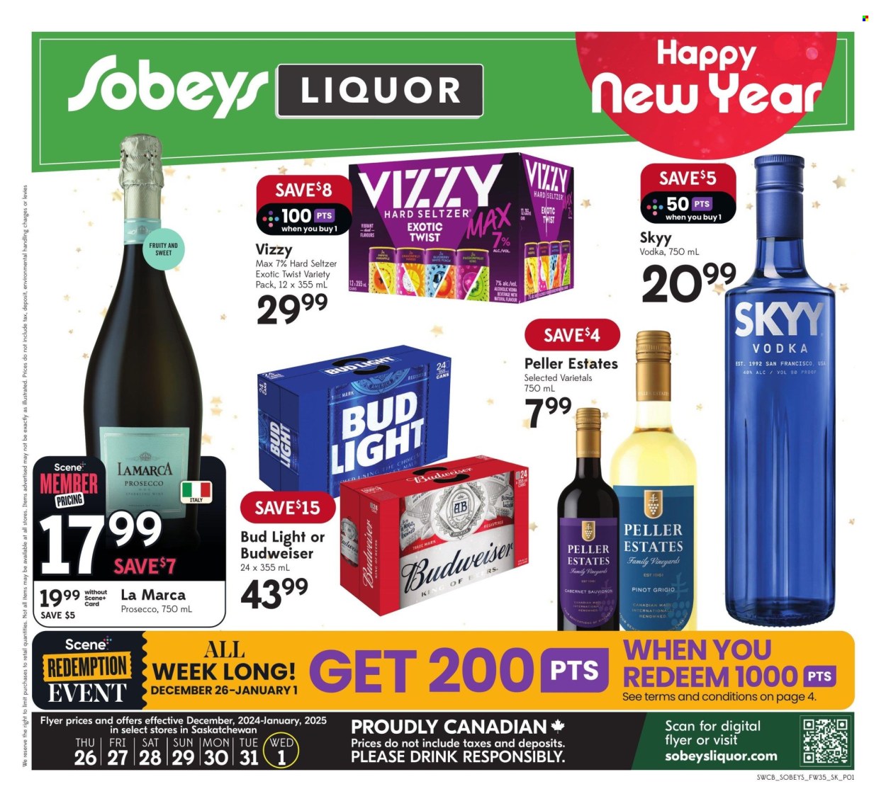 Circulaire Sobeys Liquor - 26 Décembre 2024 - 01 Janvier 2025. Page 1