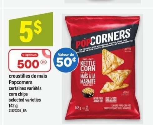 CROUSTILLES DE MAÏS POPCORNERS, 142 G | corn chips - certaines variétés

selected varieties