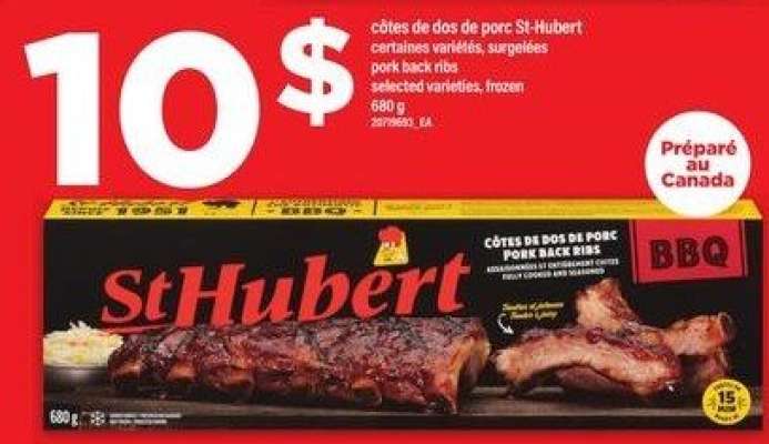 St-Hubert côtes de dos de porc