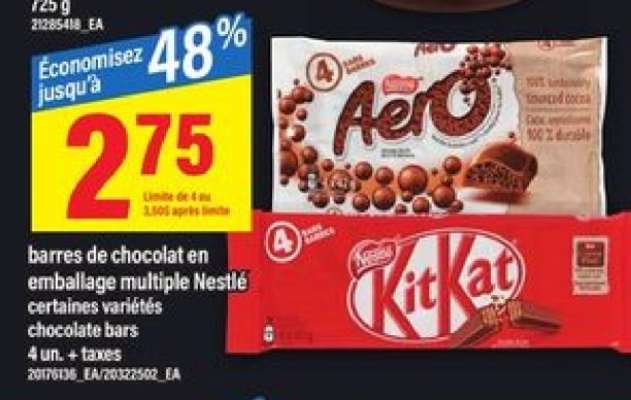 Nestlé barres de chocolat