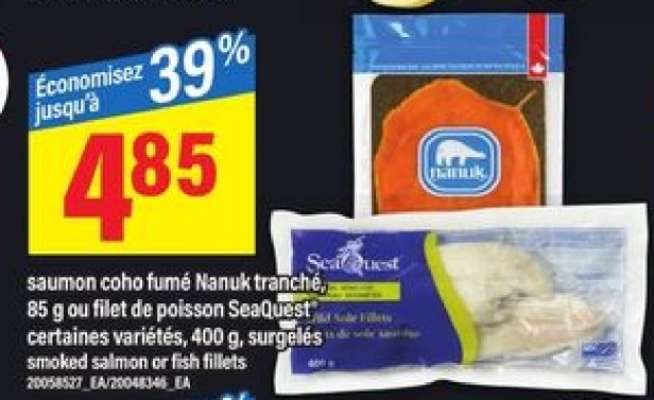 Saumon coho fumé Nanuk tranché ou filet de poisson SeaQuest
