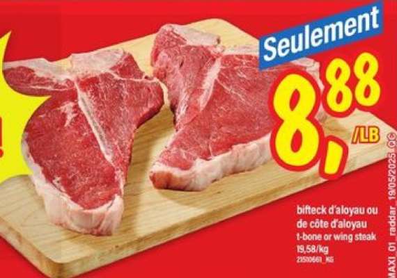 bifteck d'aloyau ou de côte d'aloyau