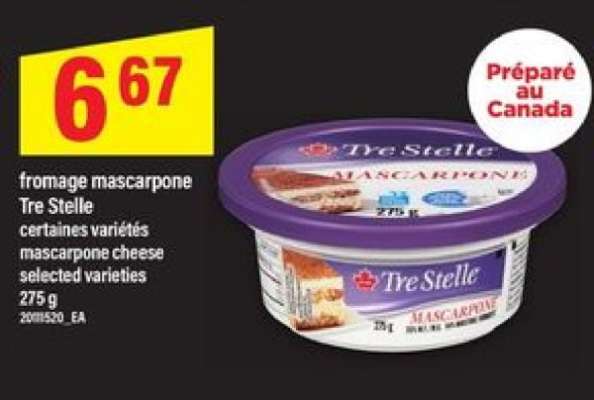 fromage mascarpone Tre Stelle