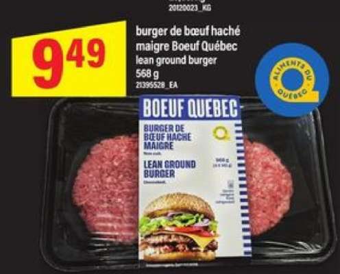 burger de boeuf haché maigre Boeuf Québec