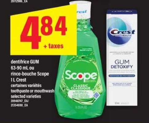 dentifrice GUM ou rince-bouche Scope