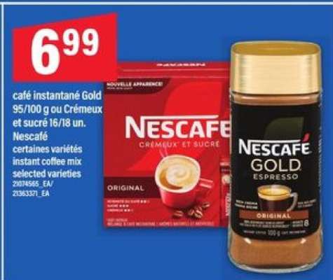 Nescafé Gold ou Crémeux et sucré