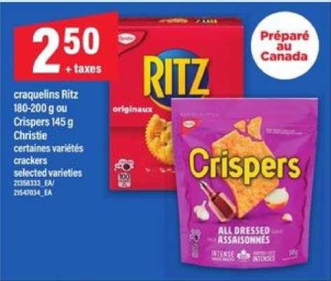 Craquelins Ritz ou Crispers Christie