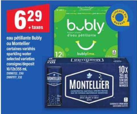 eau pétillante Bubly ou Montellier