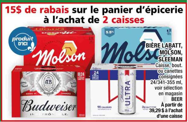 BIÈRE LABATT, MOLSON, SLEEMAN