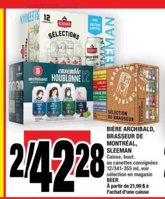 BIÈRE ARCHIBALD, BRASSEUR DE MONTRÉAL, SLEEMAN