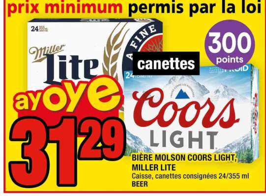 BIÈRE MOLSON COORS LIGHT, MILLER LITE