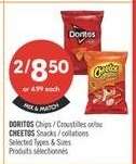DORITOS Chips / Croustilles or/bu CHEETOS Snacks / collations
