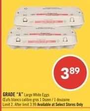 GRADE "A" LARGE WHITE EGGS