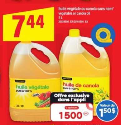 huile végétale ou canola sans nom