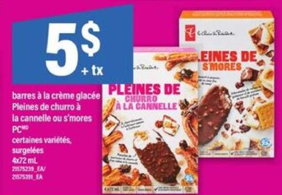 barres à la crème glacée Pleines de churro à la cannelle ou s'mores PC