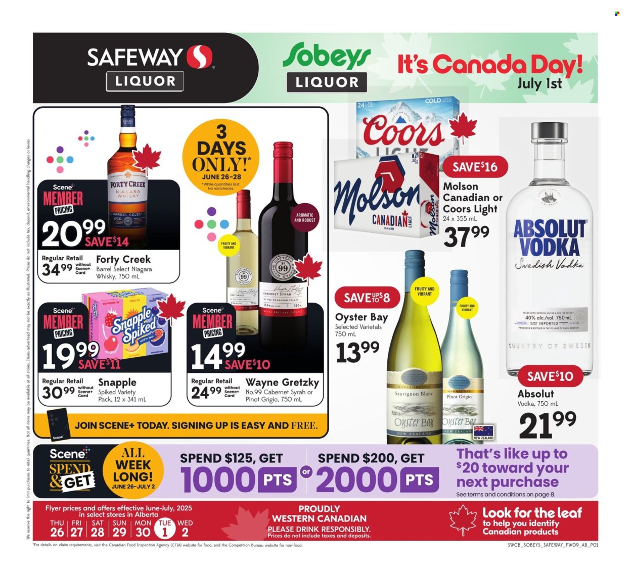 Circulaire Sobeys Liquor - 26 Juin 2025 - 02 Juillet 2025. Page 1