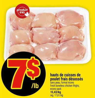 hauts de cuisses de poulet frais désossés