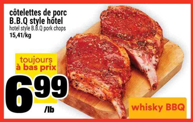 côtelettes de porc B.B.Q style hôtel