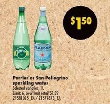 Perrier or San Pellegrino Sparkling Water