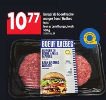 burger de boeuf haché maigre Boeuf Québec frais