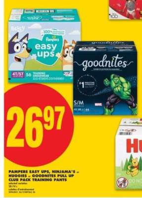 Pampers Easy Ups, Ninjama's or Huggies Goodnites Pull Up Club Pack Training Pants