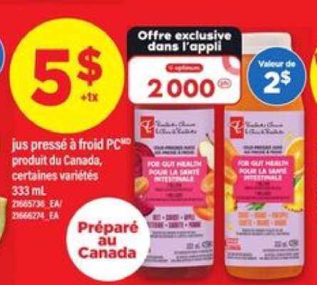 jus pressé à froid PC