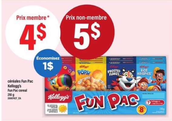 céréales fun pac Kellogg's