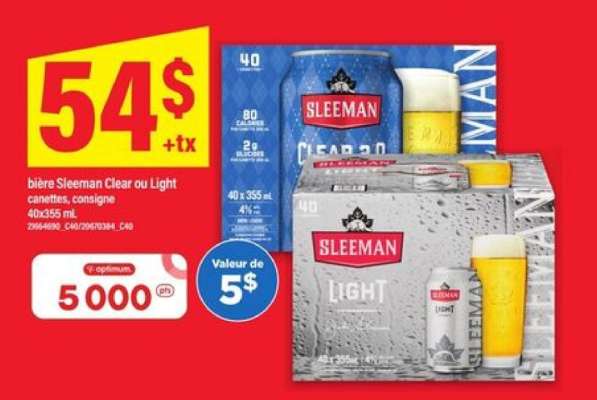 biere Sleeman Clear ou Light