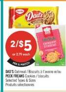DAD'S Oatmeal / Biscuits à l'avoine or/ou PEEK FREANS Cookies / biscuits