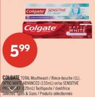 COLGATE TOTAL Mouthwash / OPTIC WHITE ADVANCED / SENSITIVE PRO-RELIEF Toothpaste