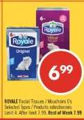 ROYALE Facial Tissues / Mouchoirs 6's