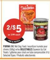 PURINA ONE Wet Dog Food / DELECTABLES Squeeze Up Cat Treats