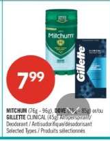 Mitchum, Dove or Gillette Clinical Antiperspirant