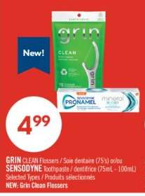 GRIN CLEAN Flossers / SENSODYNE Toothpaste