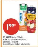 DEL MONTE NECTAR (960mL), ALLEN'S (1L) or OASIS (960mL)