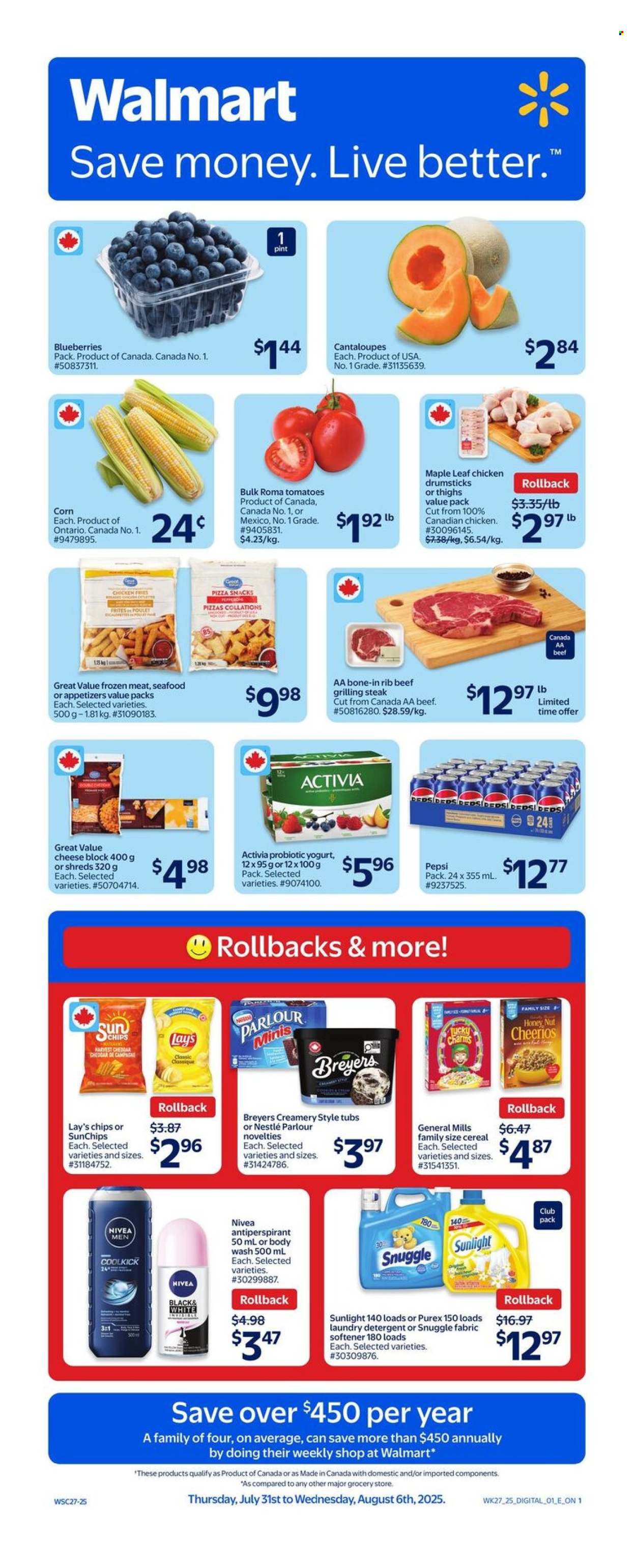 Circulaire Walmart - 31 Juillet 2025 - 06 Août 2025. Page 1