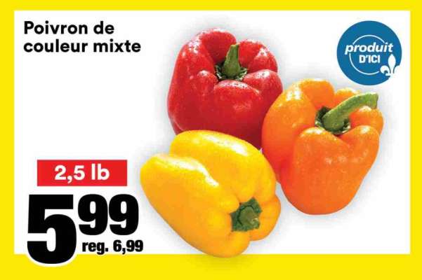 Poivron de couleur mixte