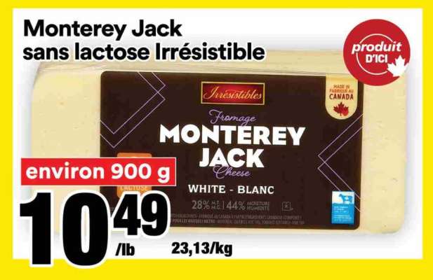 Monterey Jack sans lactose Irrésistible